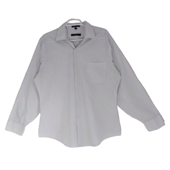 Geoffrey Beene Men's Slim Fit Dress Shirt, Size L, White and Purple Stripe. - Picture 1 of 9